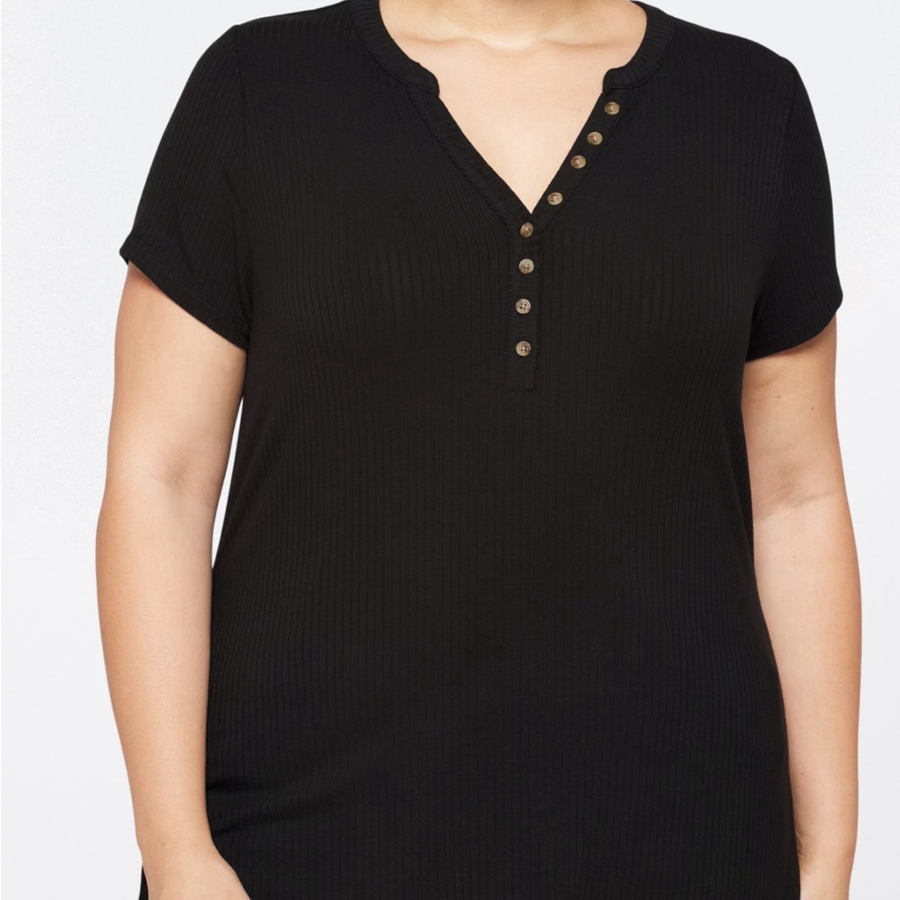 Market & Spruce Joanne Ribbed Henley Tee